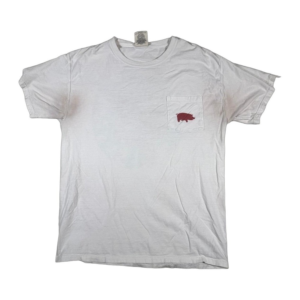 COMFORT WASH White Pig Pocket Graphic T Shirt‎ Mens Medium U S A Grown Cotton